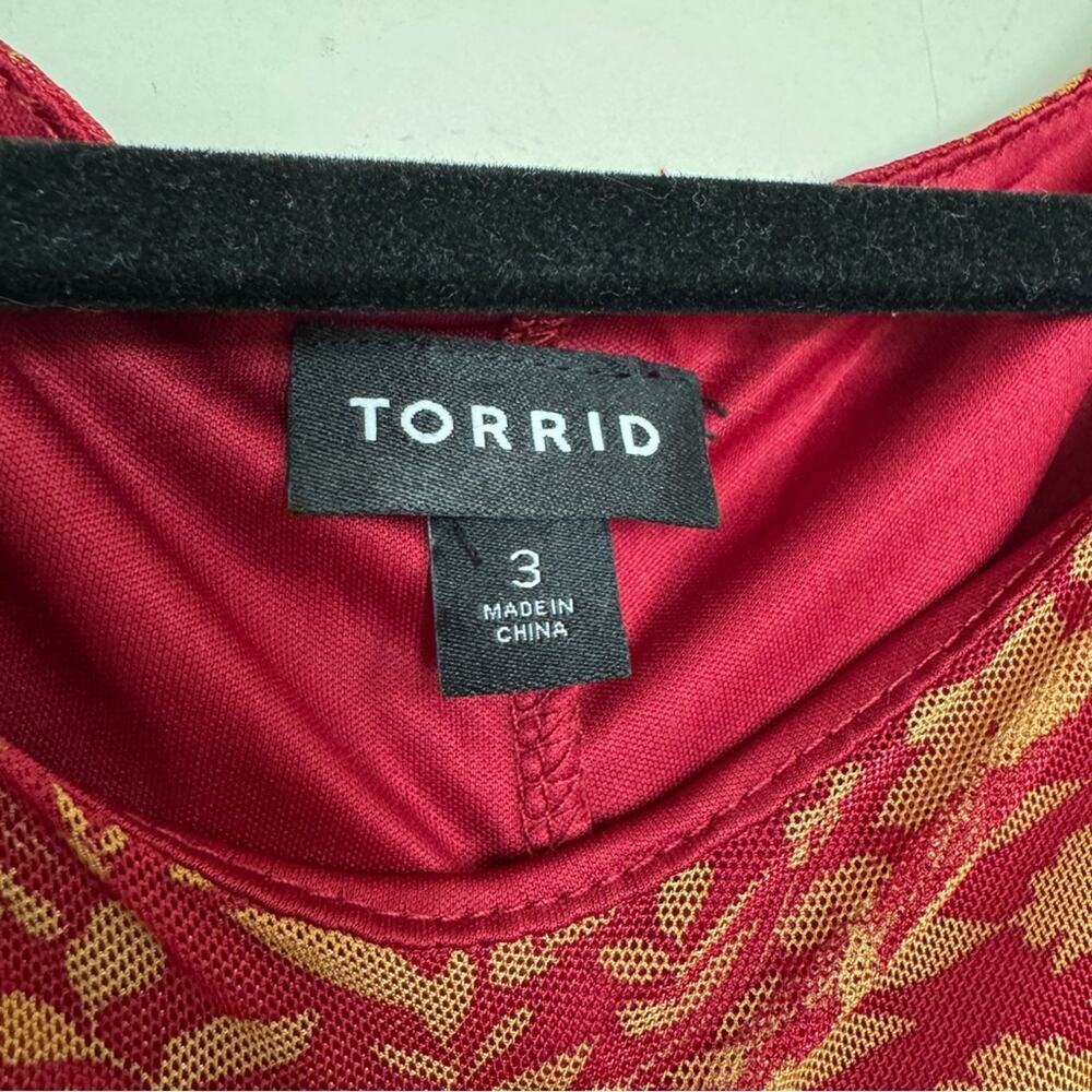 Torrid Ruffled Floral Mesh Dress Rust Red Size 3X - Picture 5 of 5